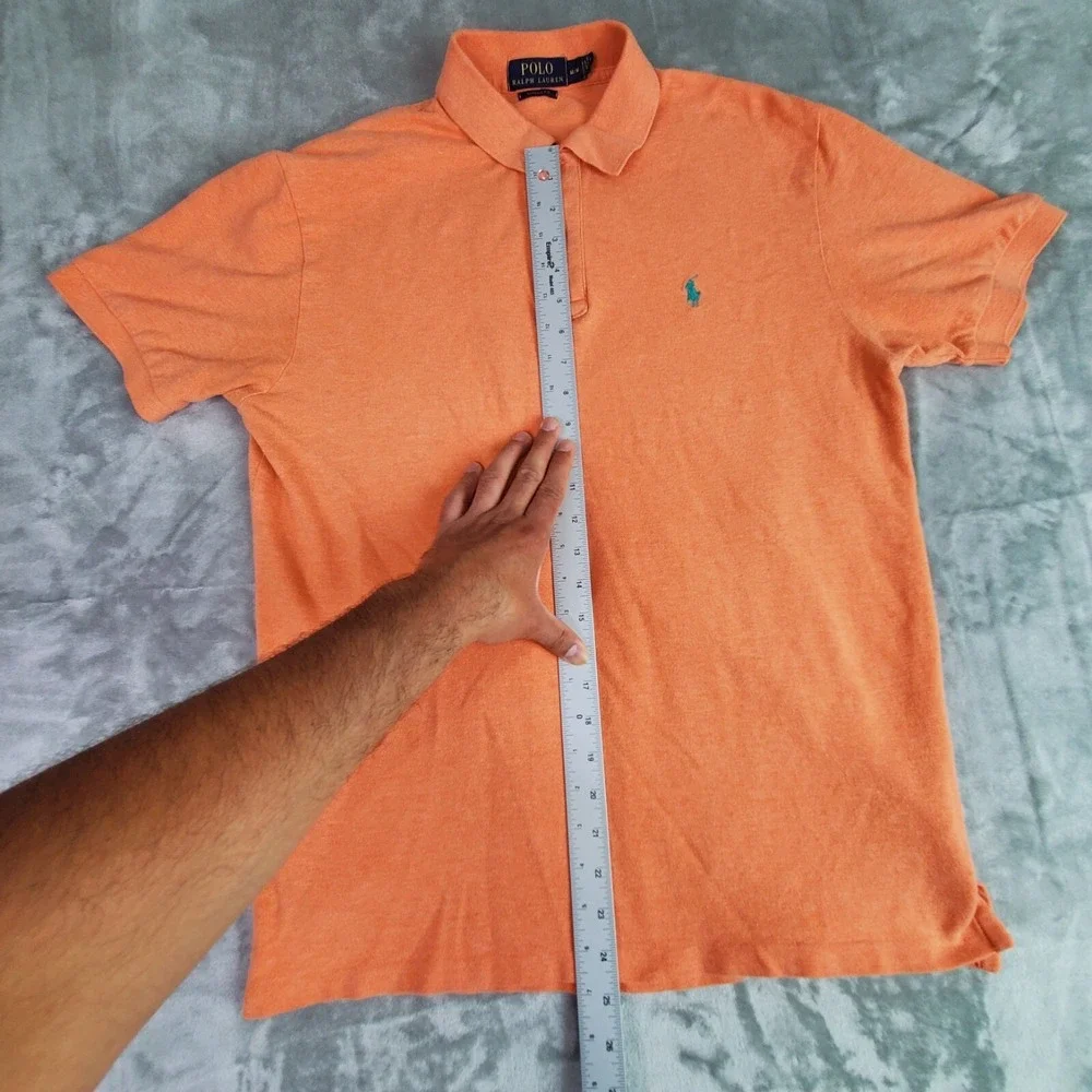 Ralph Lauren Polo Shirt Mens Medium Orange Pony Casual Short Sleeve